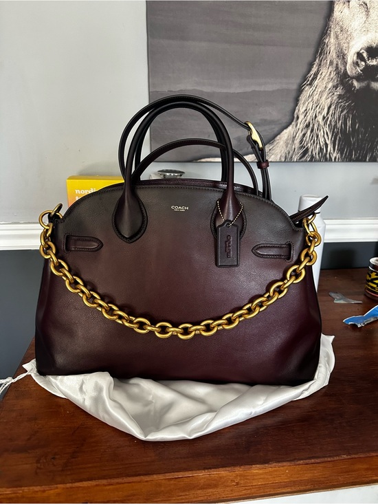 Coach Handbags - Coach Deep Burgundy Leather Satchel with Gold Chain